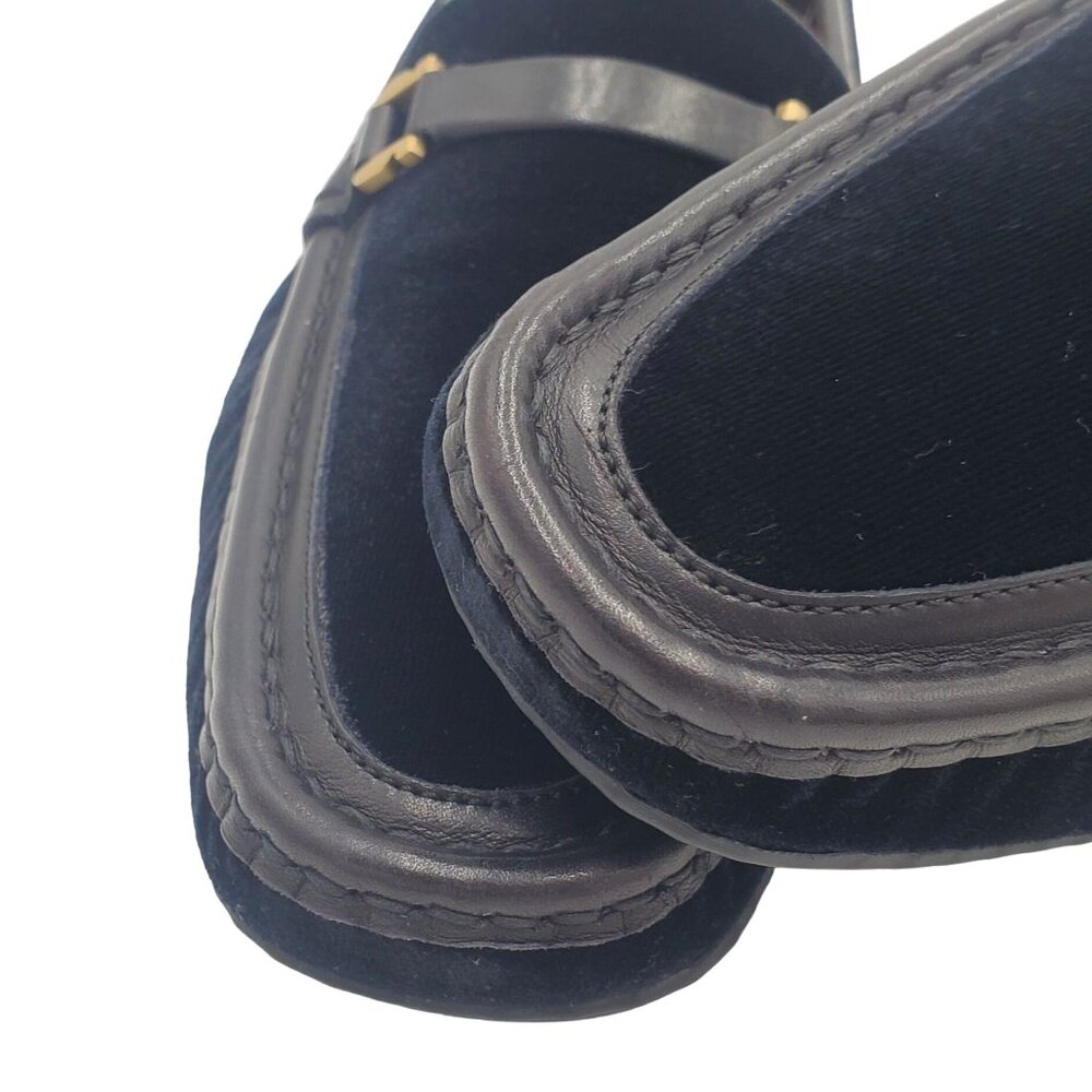 Salvatore Ferragamo Black Velvet & Leather Bit Loafer with Gold Hardware - Picture 5 of 12